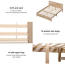 Artiss Bed Frame Double Size Wooden Acacia Wood OATMEAL-7