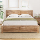 Artiss Bed Frame Double Size Wooden Acacia Wood OATMEAL-1