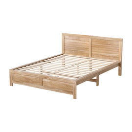Artiss Bed Frame Queen Size Wooden Acacia Wood OATMEAL - 0