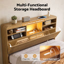 Artiss Double Bed Frame with Storage, 4 Drawers, USB and Night Light Natural-5
