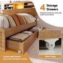 Artiss Double Bed Frame with Storage, 4 Drawers, USB and Night Light Natural-6