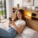 Artiss Double Bed Frame with Storage, 4 Drawers, USB and Night Light Natural-8