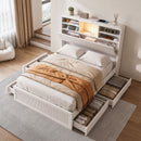 Artiss King Single Bed Frame with Storage, 4 Drawers, USB and Night Light White-1