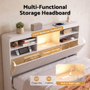 Artiss King Single Bed Frame with Storage, 4 Drawers, USB and Night Light White-5
