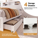 Artiss King Single Bed Frame with Storage, 4 Drawers, USB and Night Light White-6