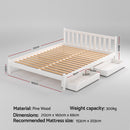 Artiss Bed Frame Queen Size Wooden Platform with 2 Storage Drawers White-2