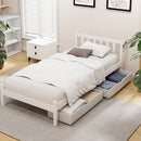 Artiss Bed Frame Single Size Wooden Platform with 2 Storage Drawers White SOFIE-7
