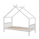 Artiss Bed Frame Wooden Base Kids Single Timber House Beds White-1