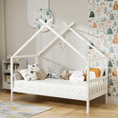 Artiss Bed Frame Wooden Base Kids Single Timber House Beds White-8