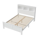 Artiss Bed Frame Double Size Wooden with 3 Shelves Bed Head White-1
