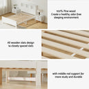 Artiss Bed Frame Double Size Wooden with 3 Shelves Bed Head White-6