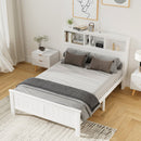 Artiss Bed Frame Double Size Wooden with 3 Shelves Bed Head White-7