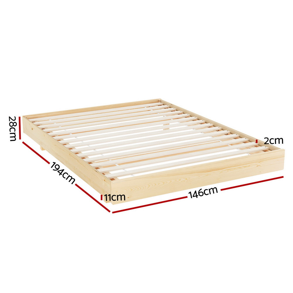 Artiss Bed Frame Double Size Floating Wooden Mattress Base Platform Timber ODIN - 0