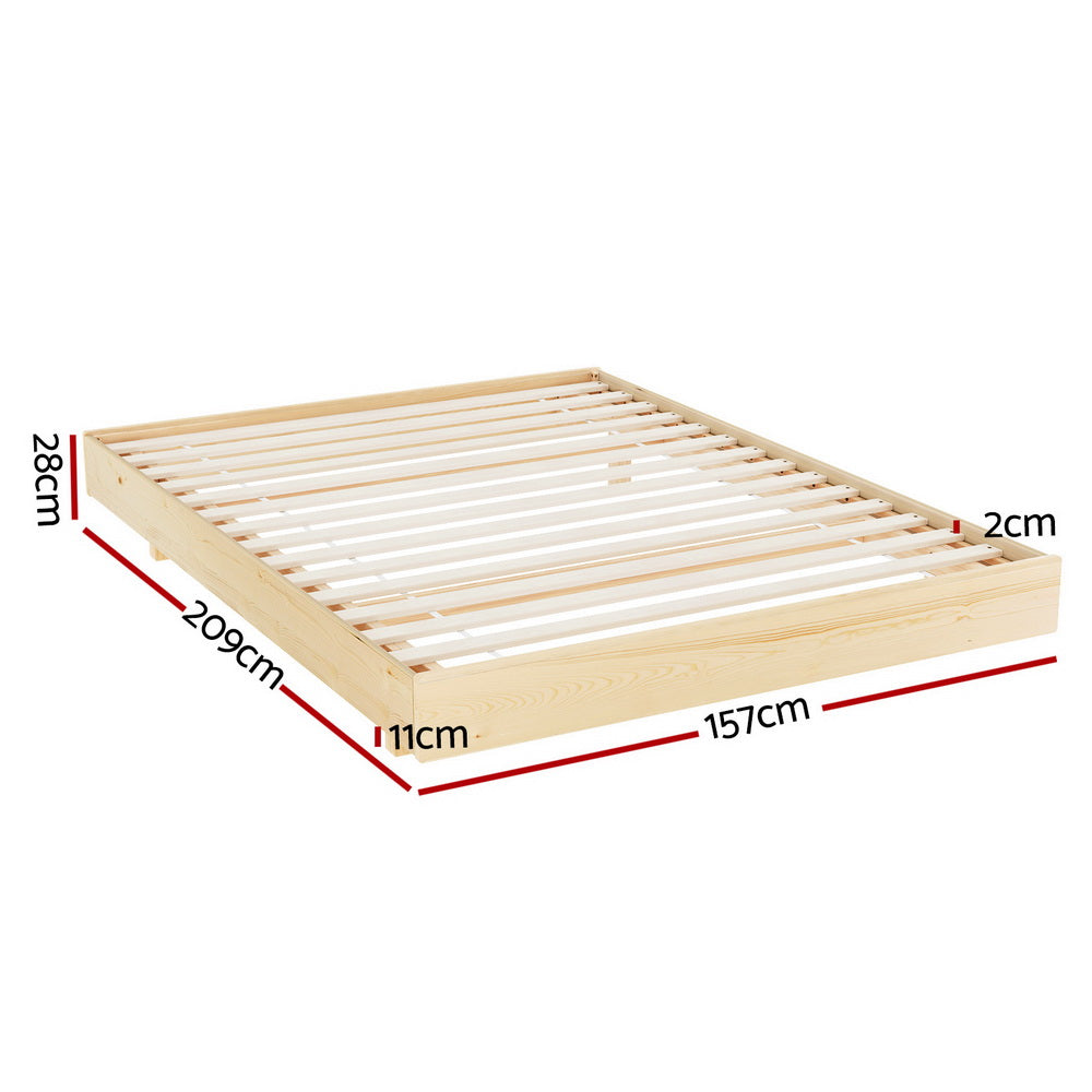 Artiss Bed Frame Queen Size Floating Wooden Mattress Base Platform Timber ODIN - 0