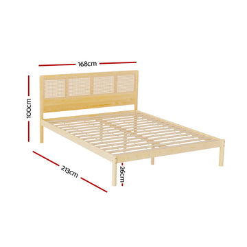 Artiss Bed Frame Queen Size Rattan Wooden RITA - 0