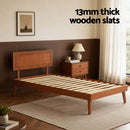 Artiss Bed Frame Single Size Wooden Bed Base Walnut SPLAY-7