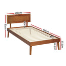 Artiss Bed Frame Single Size Wooden Bed Base Walnut SPLAY-2