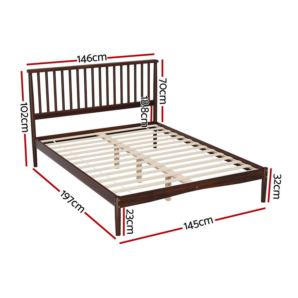 Artiss Bed Frame Double Size Wooden Base Mattress Platform Timber Walnut VISE - 0