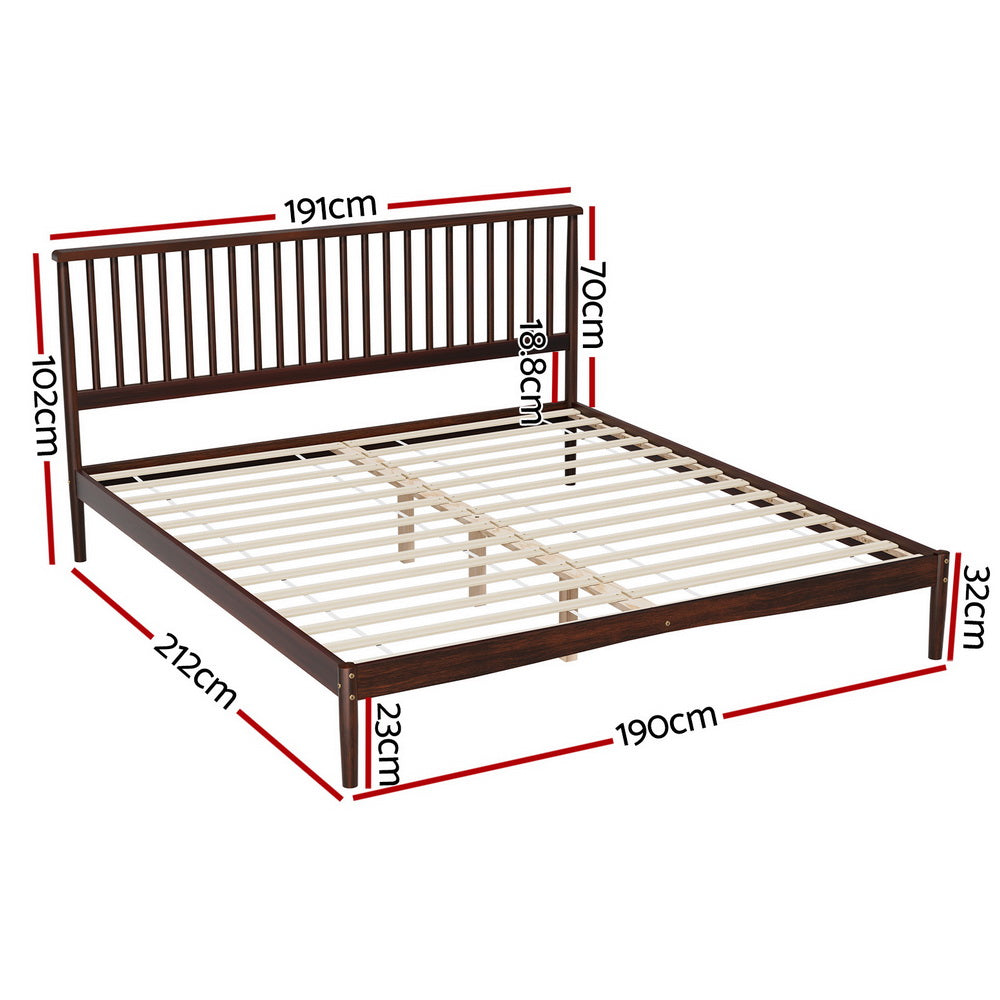 Artiss Bed Frame King Size Wooden Base Mattress Platform Timber Walnut VISE - 0