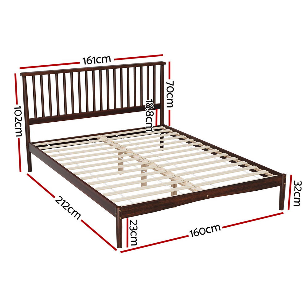 Artiss Bed Frame Queen Size Wooden Base Mattress Platform Timber Walnut VISE - 0