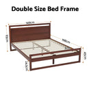 Artiss Bed Frame Double Size Wooden Walnut WITTON-2