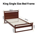 Artiss Bed Frame King Single Size Wooden Walnut WITTON-2