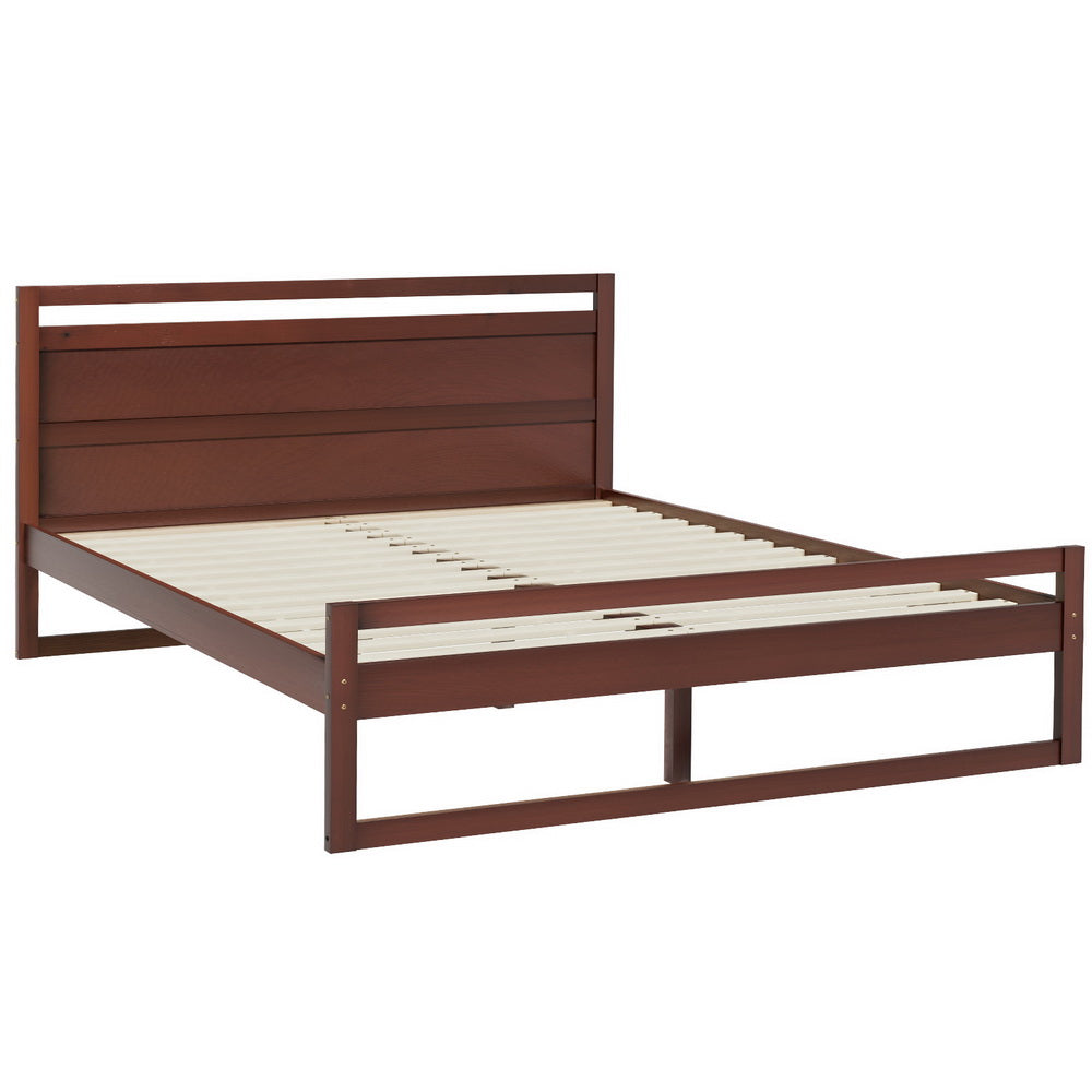 Artiss Bed Frame Queen Size Wooden Walnut WITTON