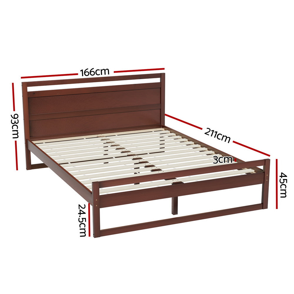 Artiss Bed Frame Queen Size Wooden Walnut WITTON - 0