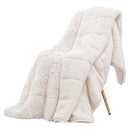 Giselle Faux Fur Weighted Blanket 2 Sided Long Pile Sherpa Reverse Cream 11KG 152 x 203cm-8