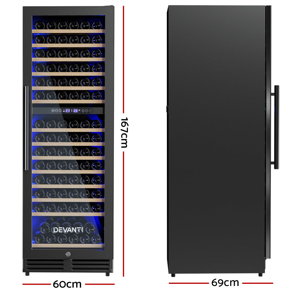 Devanti Wine Fridge Cooler Dual Zone 154 Bottles - 0
