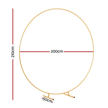 2M Round Backdrop Stand Wedding Background Decoration Party Flower Balloon Display - 0