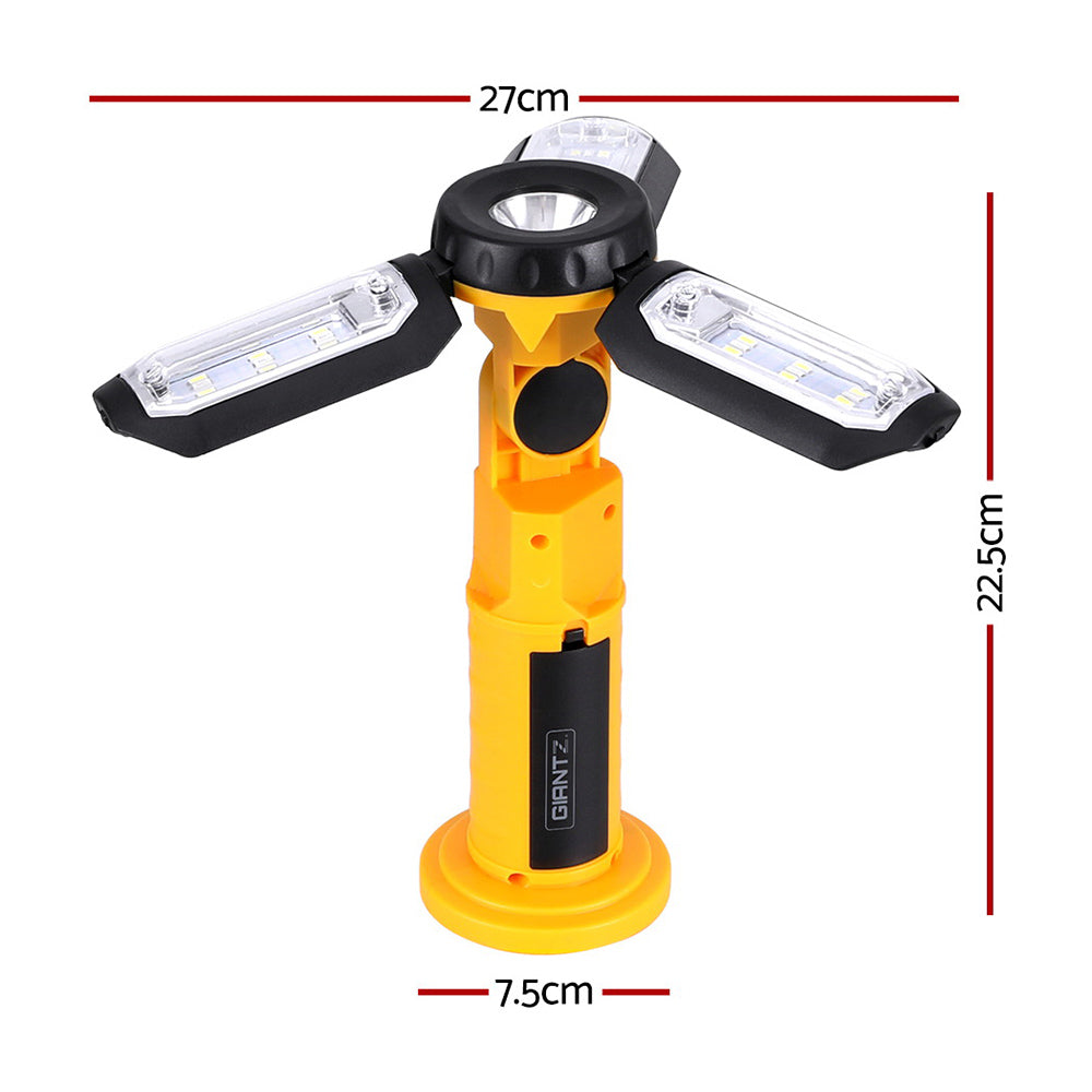 Giantz Work Light Rechargeable USB Cordless LED Lamp 90°Rotation Hook Folding