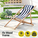 Gardeon Outdoor Deck Chair Wooden Sun Lounge Folding Beach Patio Furniture Blue-4