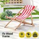 Gardeon Outdoor Deck Chair Wooden Sun Lounge Folding Beach Patio Furniture Red-4