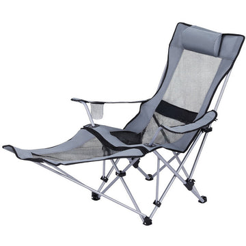 Weisshorn Camping Chair Adjustable Reclining Portable Outdoor Folding Chair Grey - 0