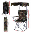 Weisshorn Camping Chair With Canopy Folding Outdoor Portable Seat Lightweight Beach Picnic Fishing Capacity 120KG Army Green-3