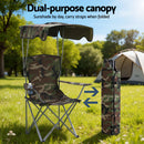 Weisshorn Camping Chair With Canopy Folding Outdoor Portable Seat Lightweight Beach Picnic Fishing Capacity 120KG Army Green-5