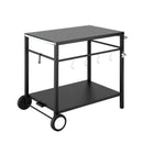 Weisshorn BBQ Camp Party Table, Garden Backyard Outdoor Cart Stainless Steel Prep Table Mobile Kitchen Trolley Heavy Duty with Wheels Tank Holder Hooks, Black-9