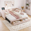 Artiss Single Extendable Daybed with 2 Storage Drawers, Pink-1