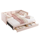 Artiss Single Extendable Daybed with 2 Storage Drawers, Pink-2