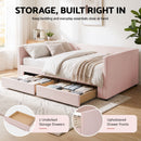 Artiss Single Extendable Daybed with 2 Storage Drawers, Pink-6