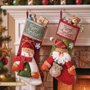 Jingle Jollys Christmas Stockings 2 Pack Large 3D Plush Santa Snowman 43.5cm Christmas Decor for Family Holiday Christmas Party Decorations-1