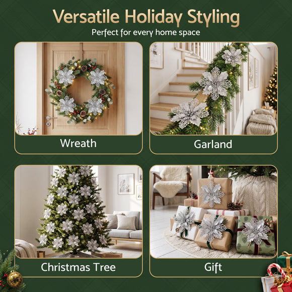 Jingle Jollys 20Pcs Christmas Tree Flower Set Garland Wreath Poinsettia Decorations