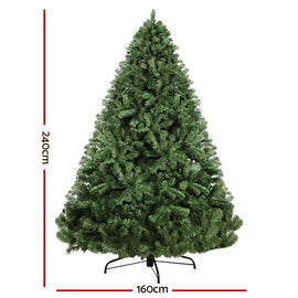 Jingle Jollys Christmas Tree 2.4M Xmas Tree Decorations Green 1500 Tips - 0