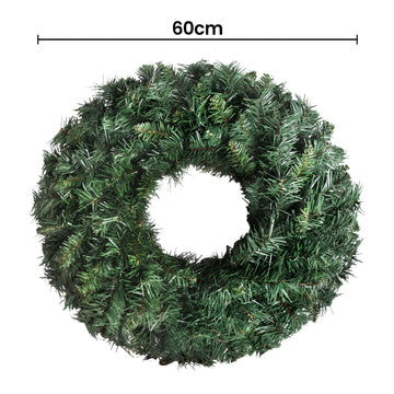 Jingle Jollys Christmas Wreath 60cm Artificial Green Garland Door Decoration 420 Tips Xmas Bush - 0