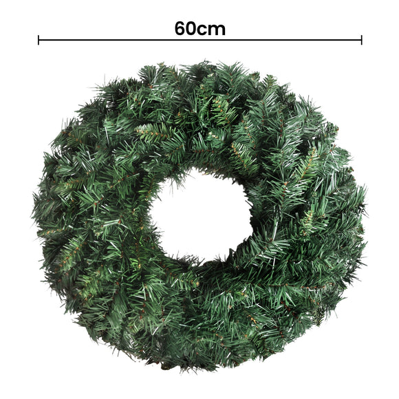 Jingle Jollys Christmas Wreath 60cm Artificial Green Garland Door Decoration 420 Tips Xmas Bush