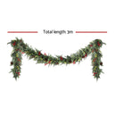 Jingle Jollys 3M Christmas Garland Pre-lit LED with Pine Cones Xmas Decor Green-2