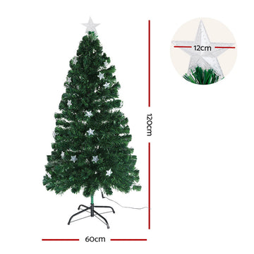 Jingle Jollys 1.2m Christmas Tree Optic Fibre LED Xmas tree Multi Colour - 0