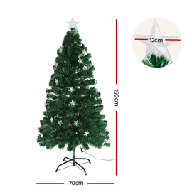 Jingle Jollys 1.5m Christmas Tree Optic Fibre LED Xmas tree Multi Colour - 0