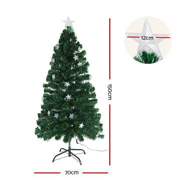 Jingle Jollys 1.5m Christmas Tree Optic Fibre LED Xmas tree Multi Colour - 0